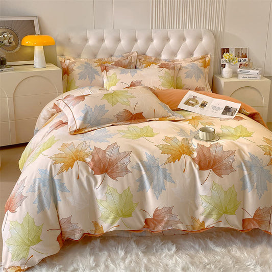Maple Leaf Soft Brushed Cotton Bedding Set(4PCS) - Bedding Set ( Fitted Sheet Style) - Full - image 0