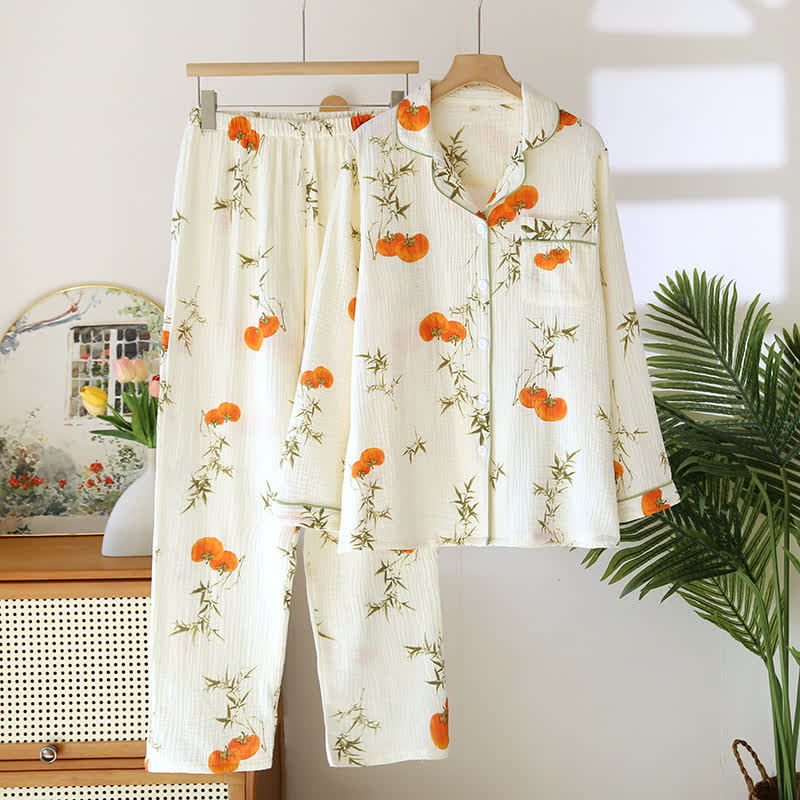 Cotton Gauze Rural Persimmon Loungewear Set - 2XL - image 0