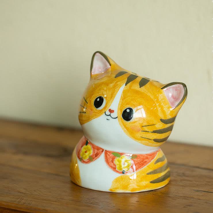 Cute Cat Creative Hand-painted Ceramic Vase - image 9