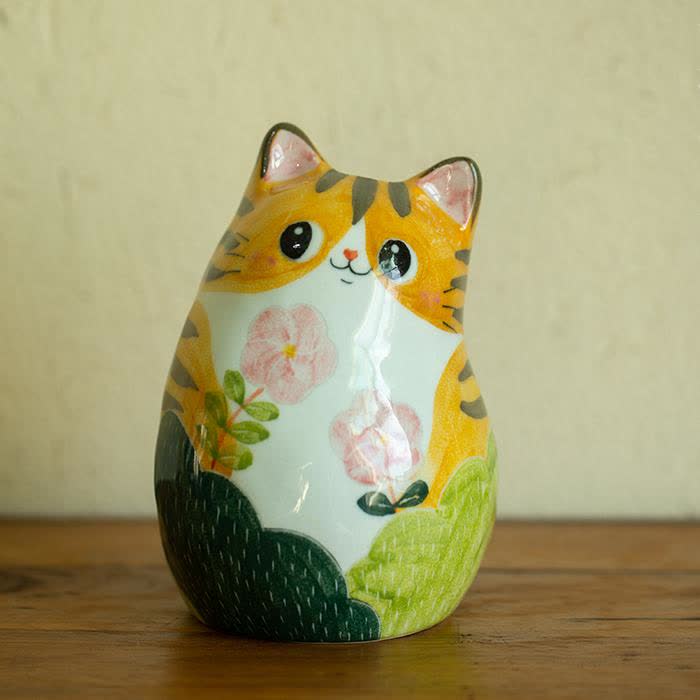 Cute Cat Creative Hand-painted Ceramic Vase - image 6