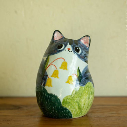 Cute Cat Creative Hand-painted Ceramic Vase - Blue - 6.10'' H X 4.13'' L X  4.33'' W - image 11