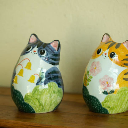 Cute Cat Creative Hand-painted Ceramic Vase - image 4