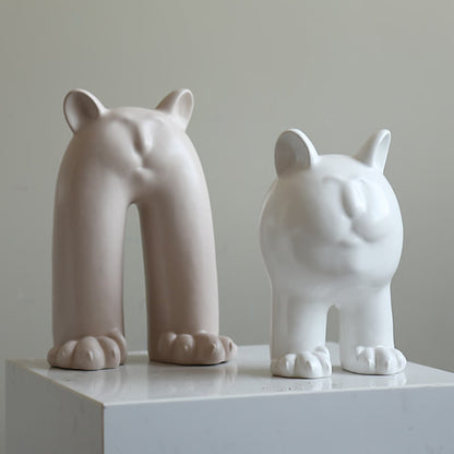 Cream Cat Ceramic Vase Ornament - image 3