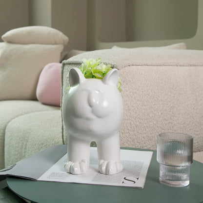 Cream Cat Ceramic Vase Ornament - image 4