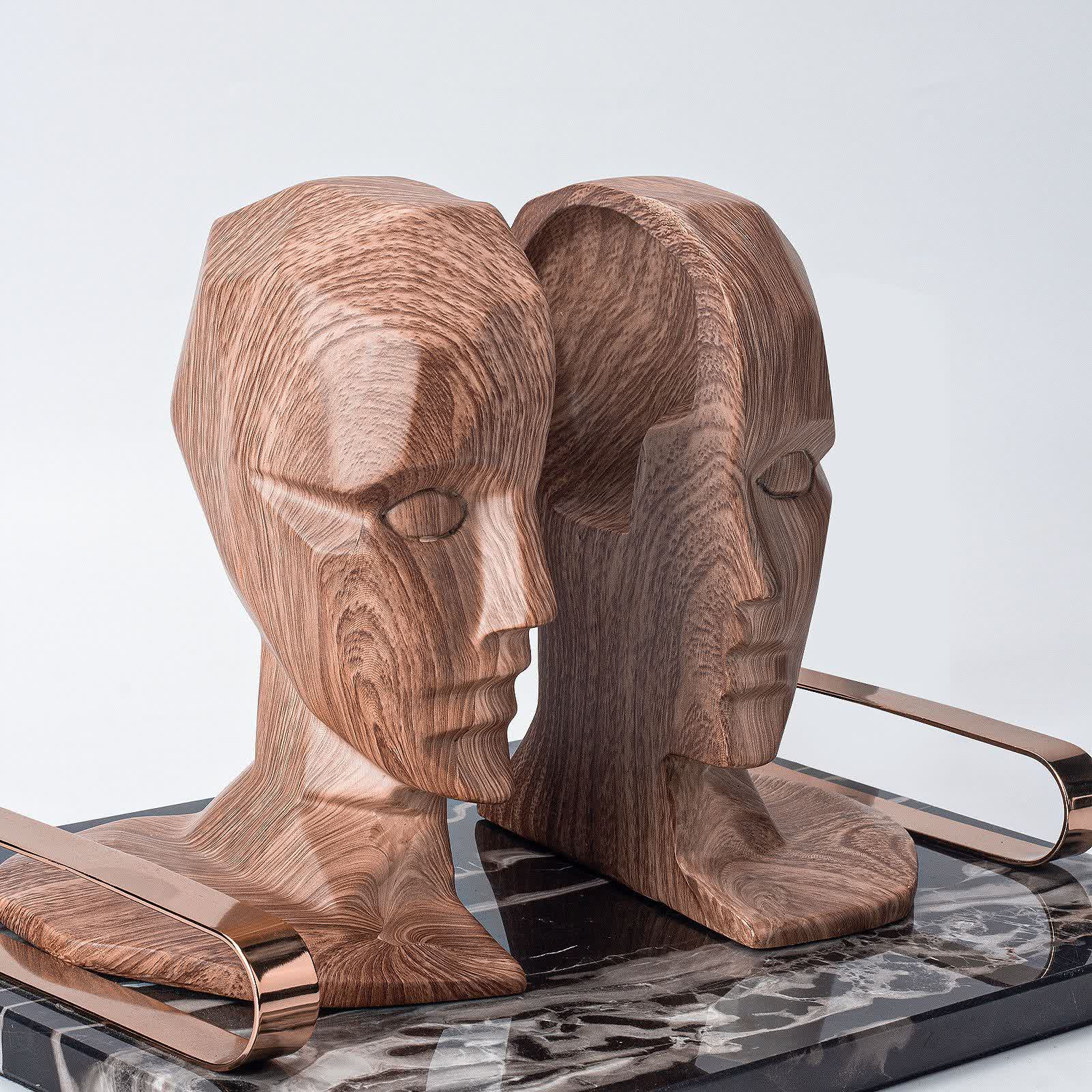 Human Head Sculpture Bookend Furniture Decoration - 9.06"W x 5.9"L x 8.67" H - image 0