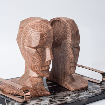 Human Head Sculpture Bookend Furniture Decoration - 9.06"W x 5.9"L x 8.67" H - image 0
