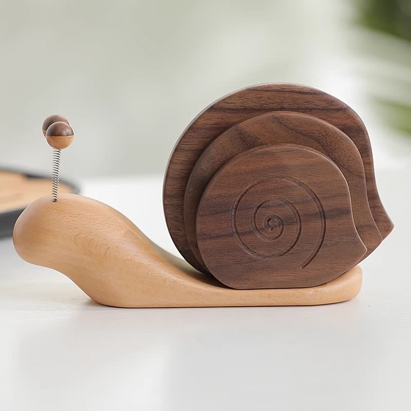 Solid Wood Creative Snail Shape Coaster - image 0