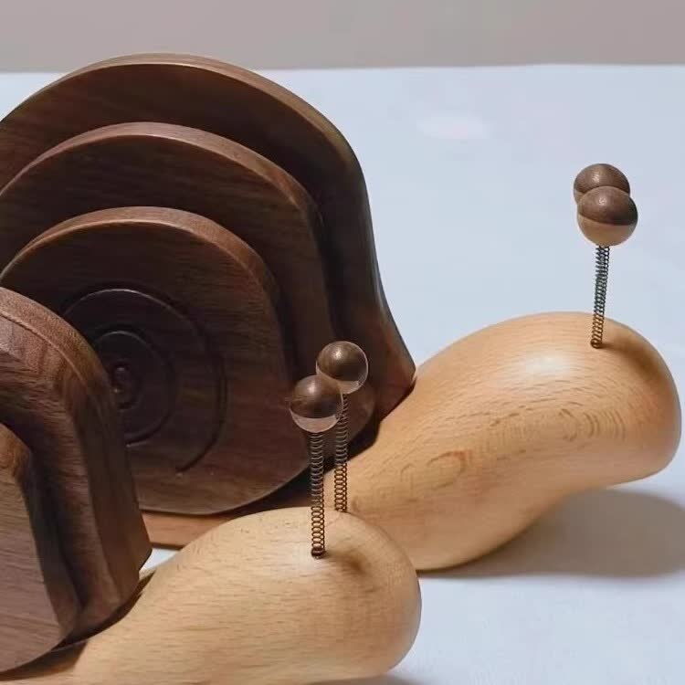 Solid Wood Creative Snail Shape Coaster - image 2