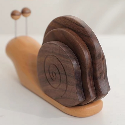 Solid Wood Creative Snail Shape Coaster - image 4