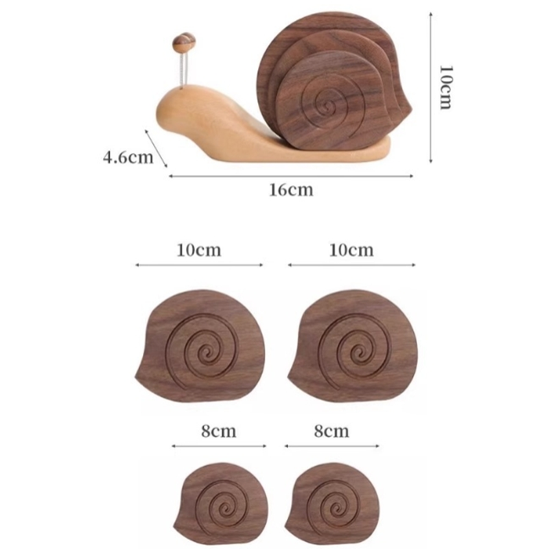 Solid Wood Creative Snail Shape Coaster - S - image 7