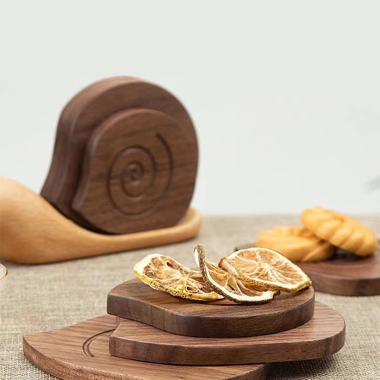Solid Wood Creative Snail Shape Coaster - image 1