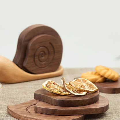 Solid Wood Creative Snail Shape Coaster - image 1