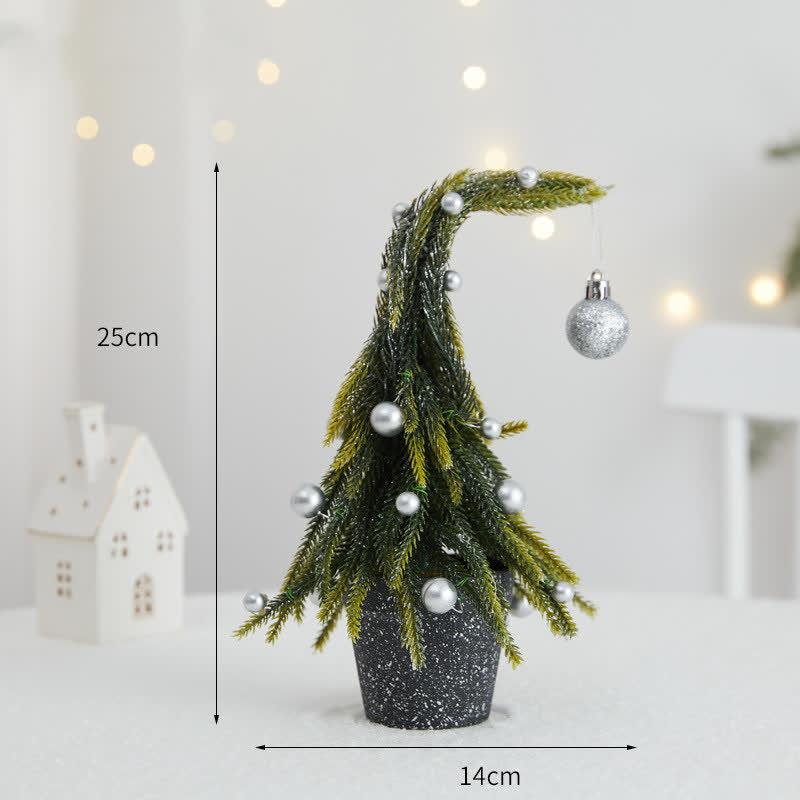 Christmas Tree Potted Home Decoration  - Green & Silver - 2PCS - 5.51" x 9.84" - image 13