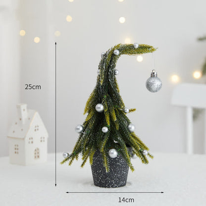 Christmas Tree Potted Home Decoration  - Green & Silver - 2PCS - 5.51" x 9.84" - image 13