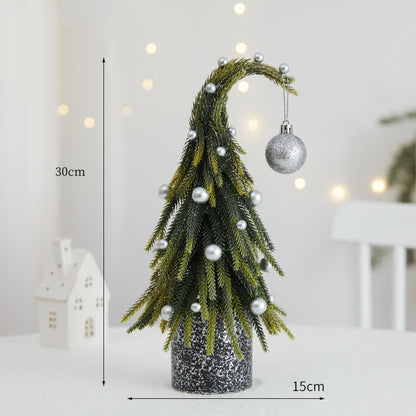 Christmas Tree Potted Home Decoration  - Green & Silver - 2PCS - 5.91" x 11.8" - image 14