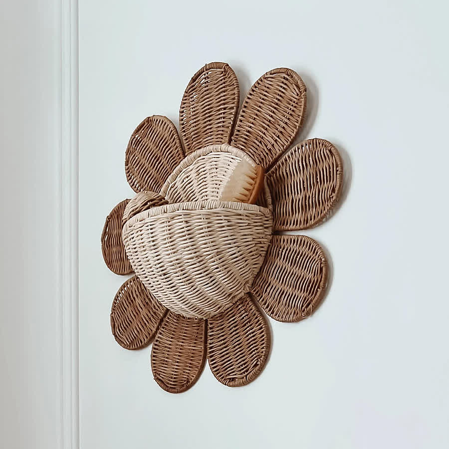 Rattan Woven Sunflower Wall Basket - image 3