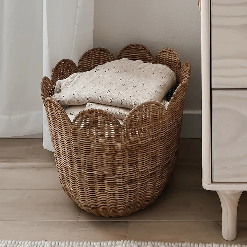 Simple Hand-woven Rattan Storage Basket - Coffee - 15.75'' H X 14.96'' W X 14.96'' L - image 3