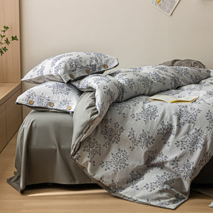 Triple-layer Cotton Gauze Bedding Set (4PCS) - Bedding Set ( Fitted Sheet Style) - Queen - image 2