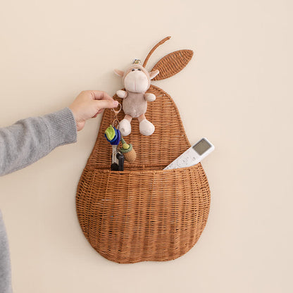 Rattan Woven Fruit Shaped Wall Basket - image 1