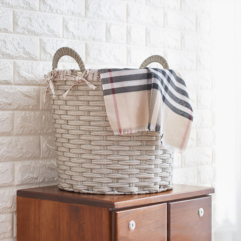 Simple Style Rattan Laundry Basket - Gray - 15.75'' H X 11.81'' W X 13.78'' D - image 2