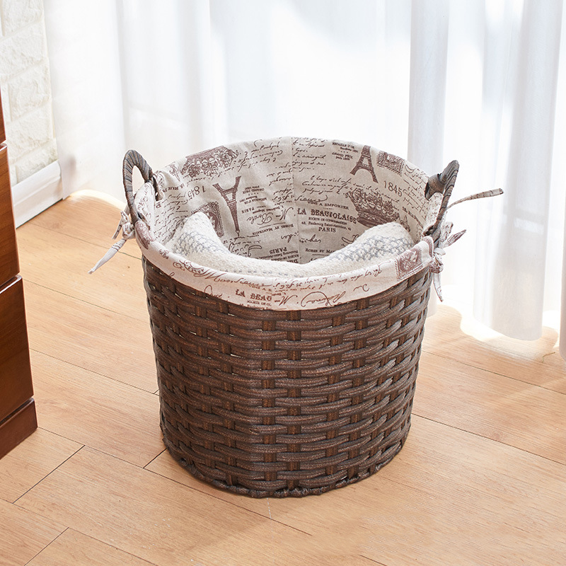 Simple Style Rattan Laundry Basket - Coffee - 15.75'' H X 11.81'' W X 13.78'' D - image 4