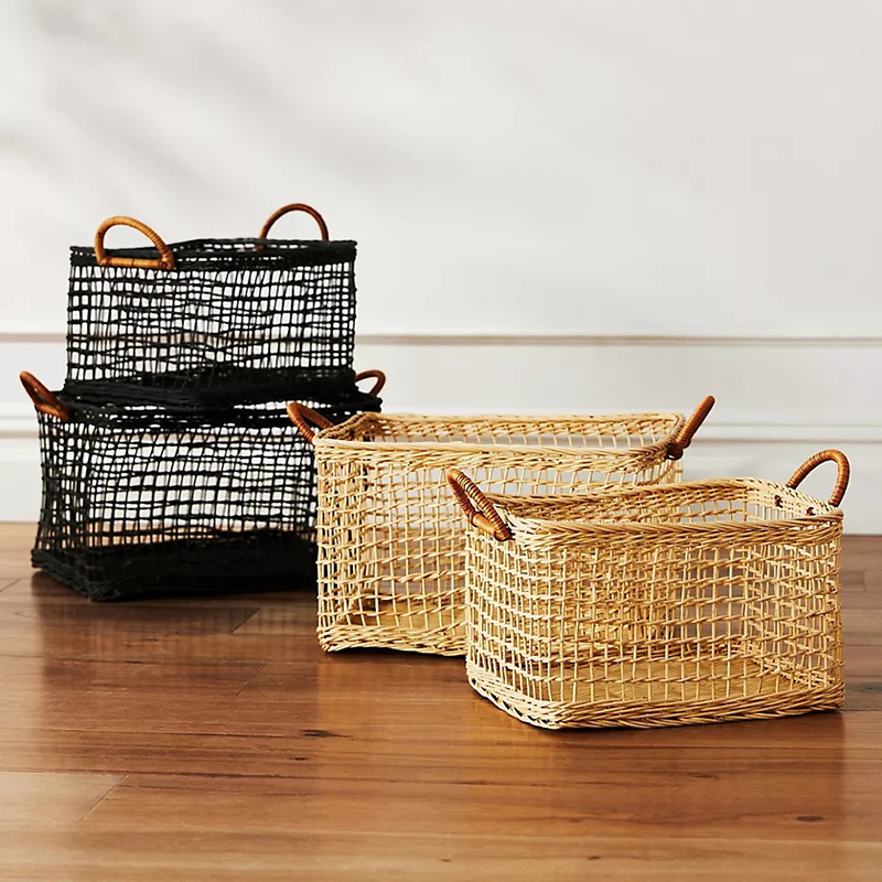  Rattan Woven Hollow Handle Storage Basket - image 0