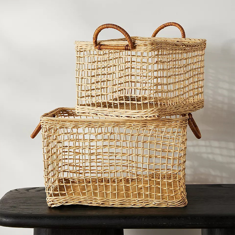  Rattan Woven Hollow Handle Storage Basket - image 1
