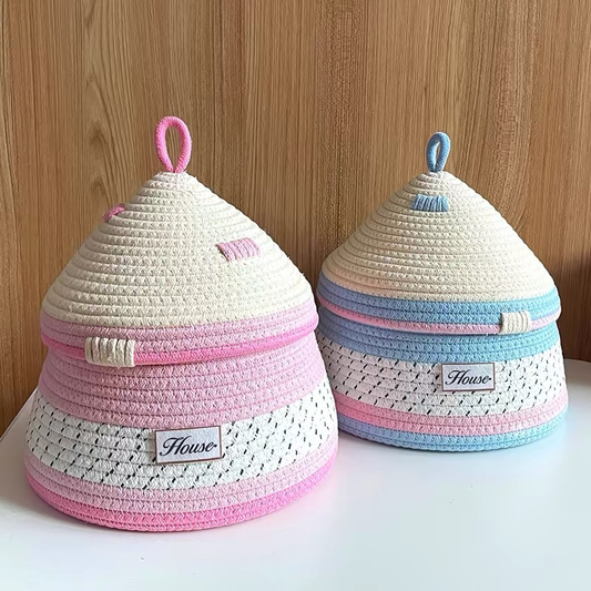 Cotton Woven House Desktop Storage Box - image 0