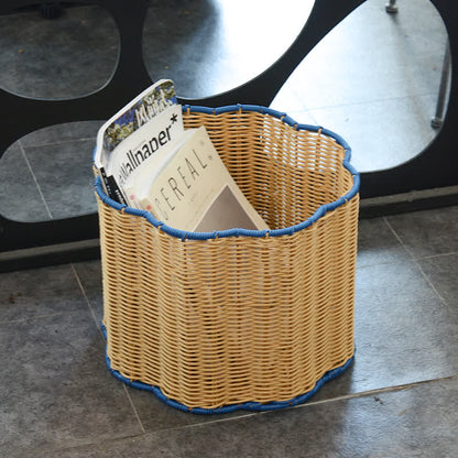  Handmade Rattan Simple Storage Basket - Blue - 12.99'' H X16.14'' W X 16.14'' D - image 1