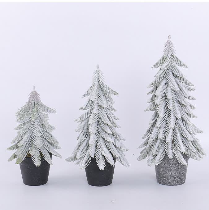 Snow Christmas Tree Potted Home Decoration  - image 1