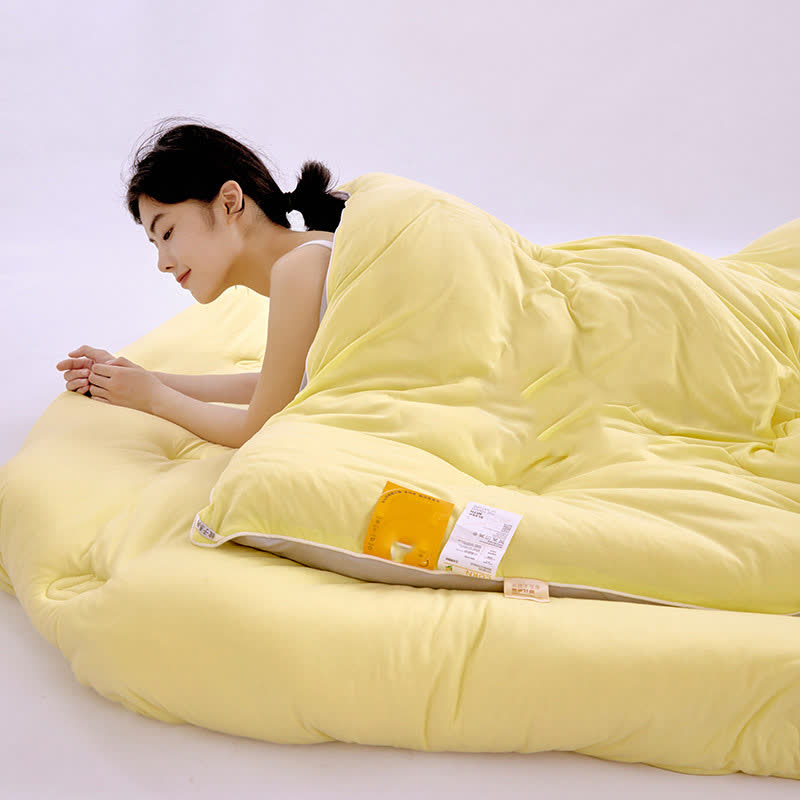 Solid Color Breathable Soft Comforter - Yellow & Gray - King - image 0