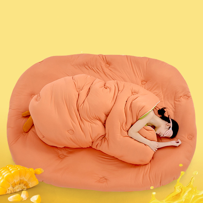 Solid Color Breathable Soft Comforter - Orange & Matcha Green - King - image 9