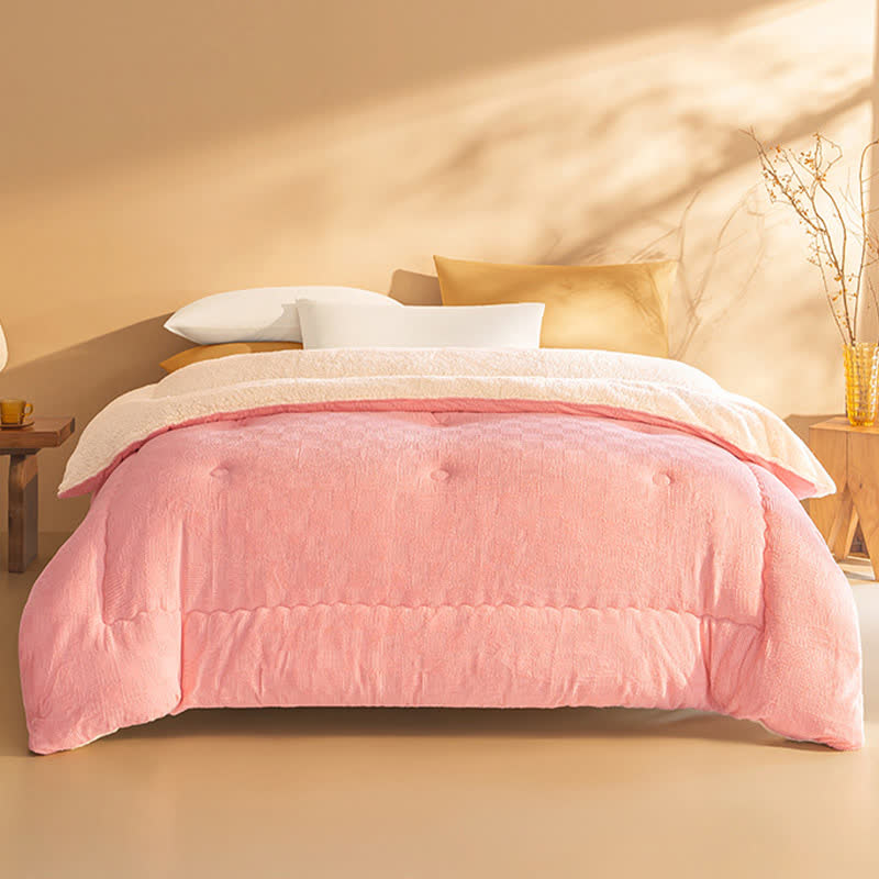 Thick Warm Plush Fleece Blanket with Comforter - Light Pink - King - image 1