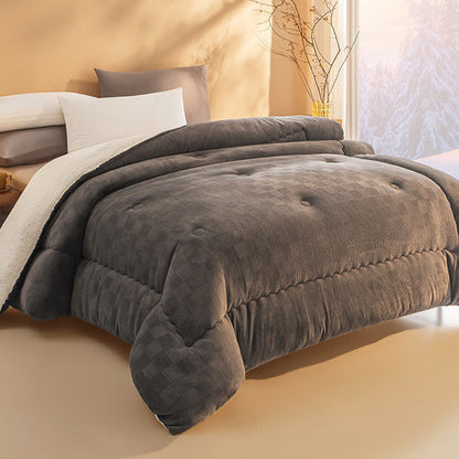 Thick Warm Plush Fleece Blanket with Comforter - Dark Gray - King - image 5