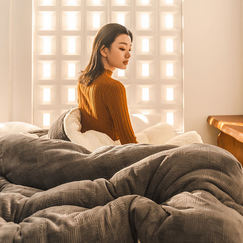 Thick Warm Plush Fleece Blanket with Comforter - image 8