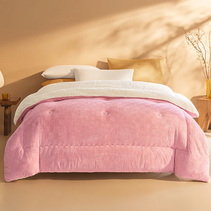Thick Warm Plush Fleece Blanket with Comforter - Pink - King - image 3