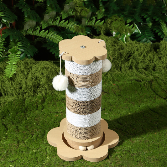 Decorative Cat Scratch Post with Hanging Ball  - 9.84"W  x 9.84"D  x 14.57"H - image 0