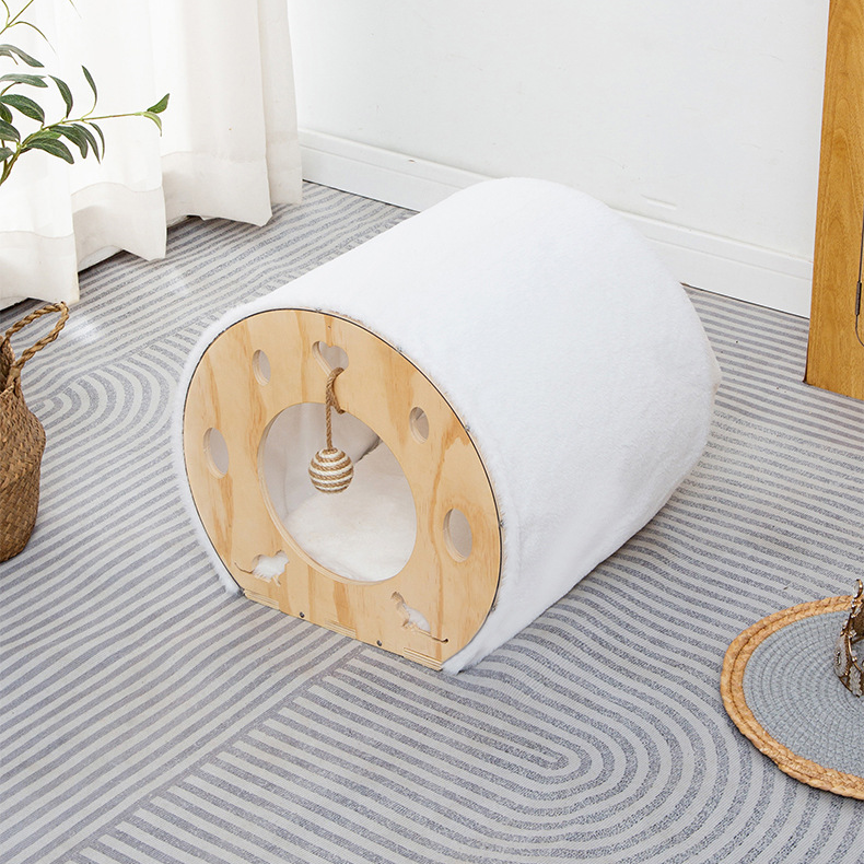 Wooden Space Capsule Cat House - A - 15.35"W x 15.75"D x 14.17"H - image 1