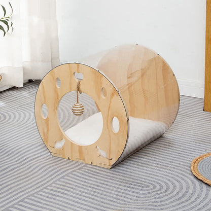 Wooden Space Capsule Cat House - D - 15.35"W x 15.75"D x 14.17"H - image 5