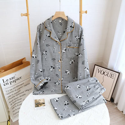 Cute Panda Couple Cotton Pajama Set - Women XL - image 2