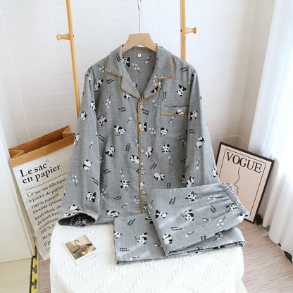 Cute Panda Couple Cotton Pajama Set - Men XL - image 10