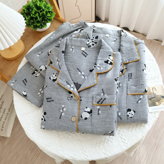 Cute Panda Couple Cotton Pajama Set - image 0
