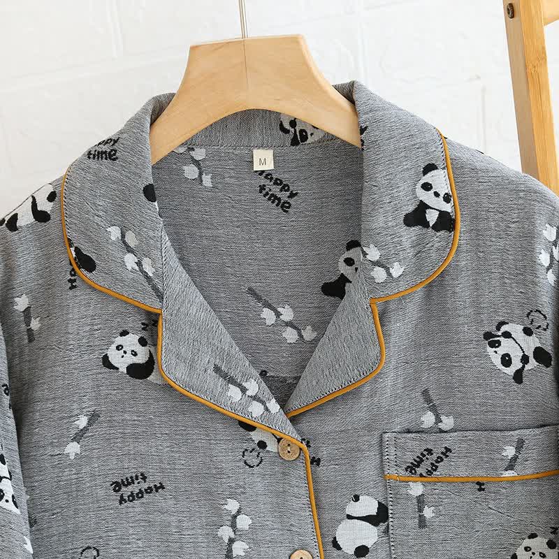 Cute Panda Couple Cotton Pajama Set - image 3