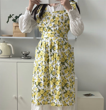 Pastoral Rose Artist's Smock Apron - Yellow - image 2