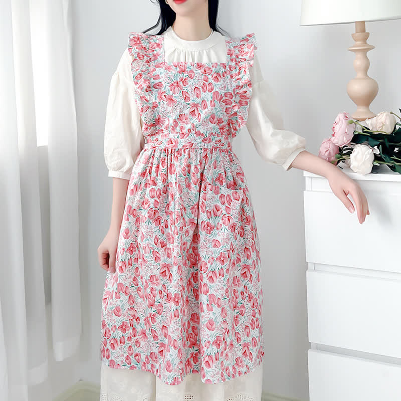 Rural Tulip Kitchen Gardening Apron - Pink - image 0
