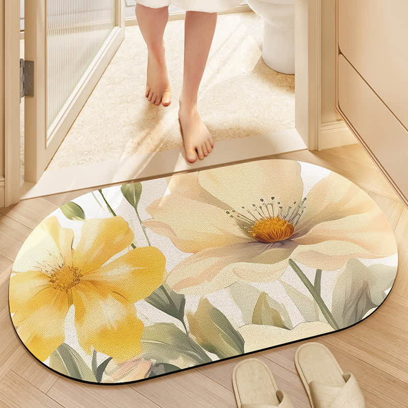 Simple Floral Absorbent Floor Mat - B - 19" x 31" - image 4