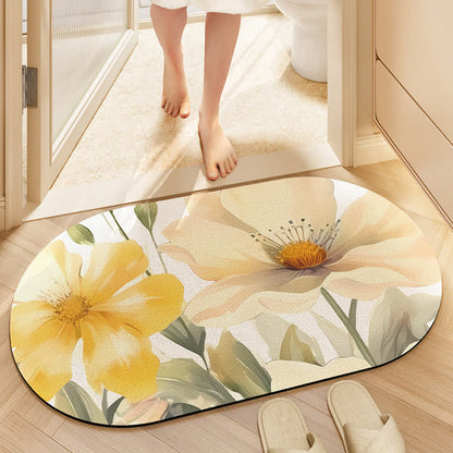 Simple Floral Absorbent Floor Mat - B - 19" x 31" - image 4