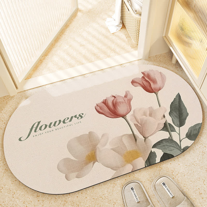 Simple Floral Absorbent Floor Mat - D - 19" x 31" - image 7