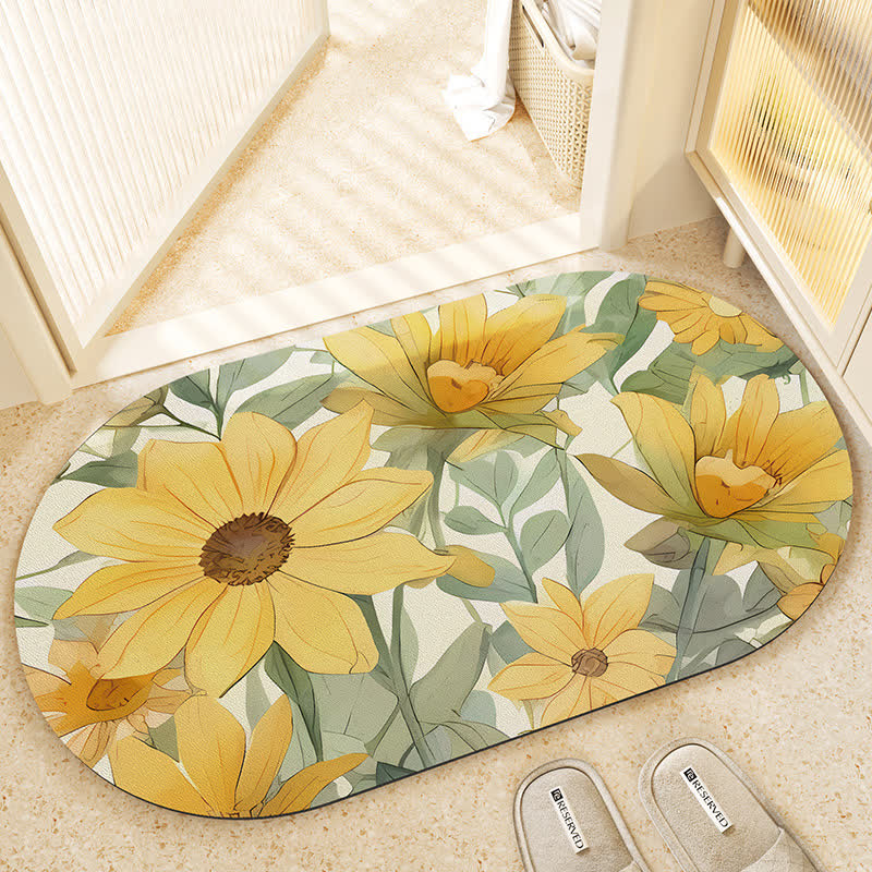 Simple Floral Absorbent Floor Mat - A - 19" x 31" - image 0