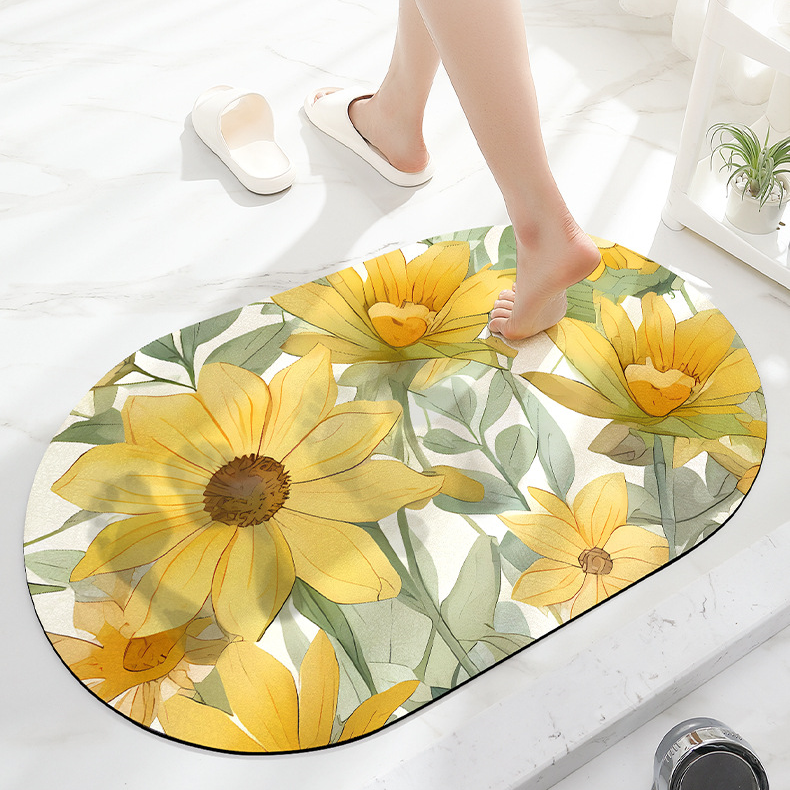 Simple Floral Absorbent Floor Mat - image 1